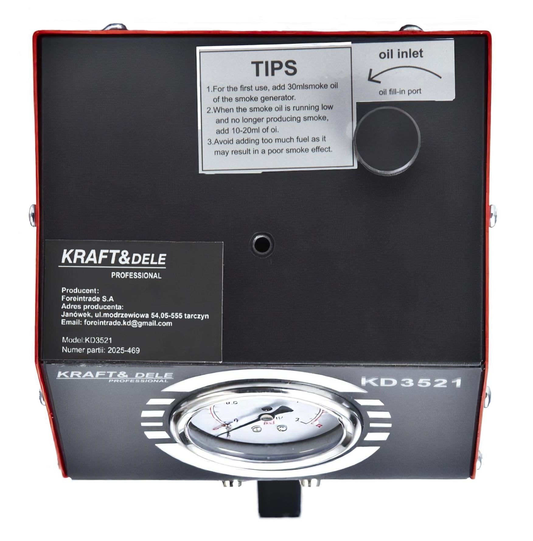 Suitsugeneraator lekete testimiseks süsteemidele 12V 9l/min 30ml KD3521