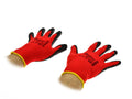 Cotton Work Gloves, Red, Size 8, Nitrile Palm Coating, Knit Wrist