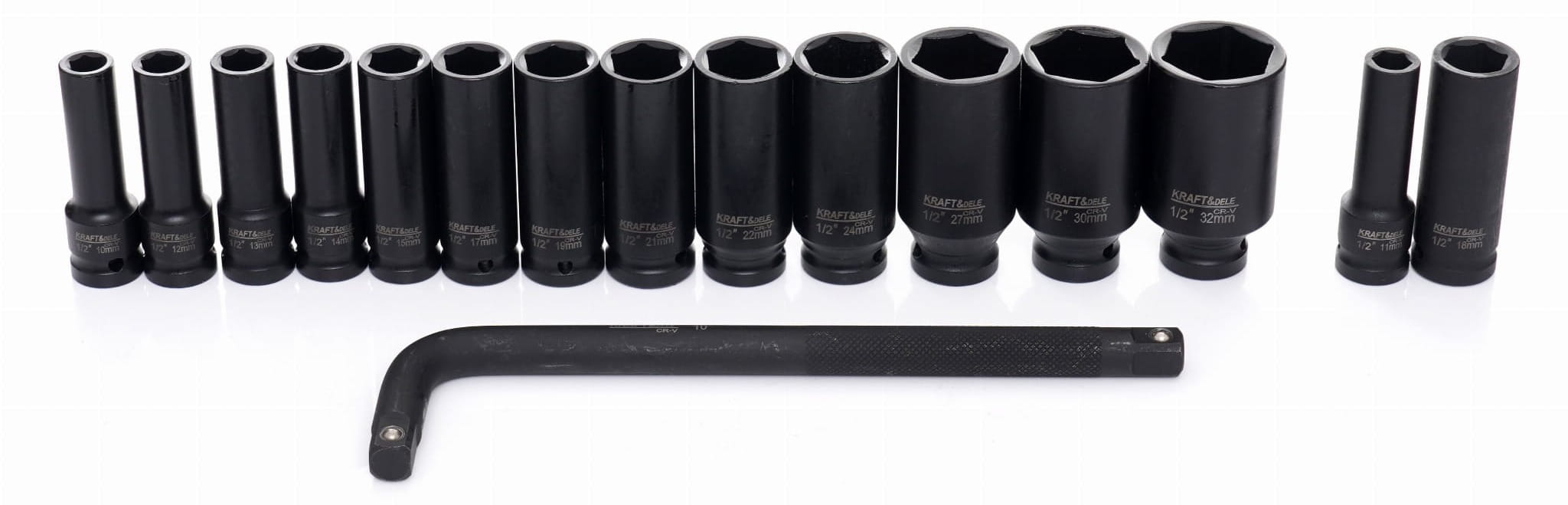 IMPACT SOCKETS 1/2" 10-32 mm 16pcs. KD11755 (C2)