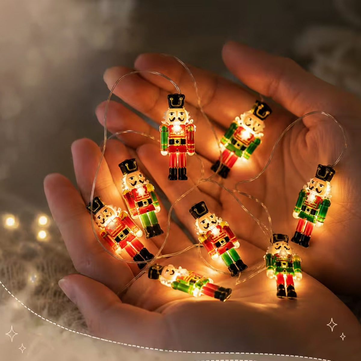 Pähklipureja sõduritega LED-valguskett 10 LED-tulega RC-K-2740