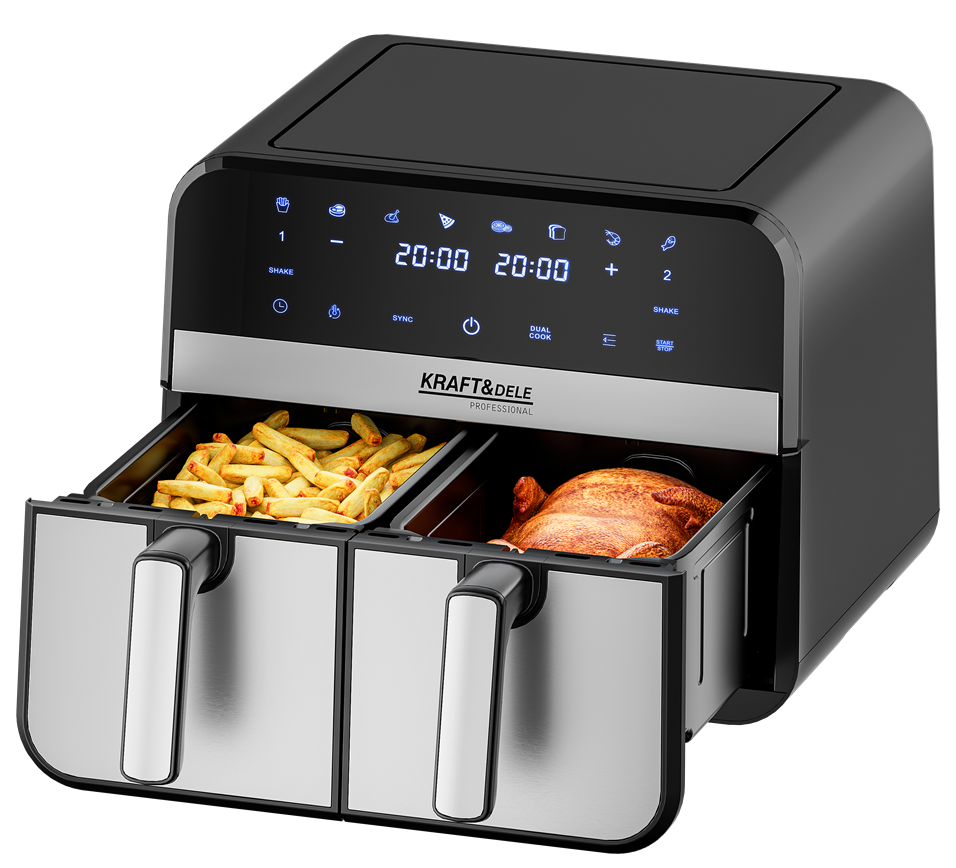 OIL-FREE AIR FRYER AIRFRYER 9L 2500W TWO CHAMBERS +LCD KD4180