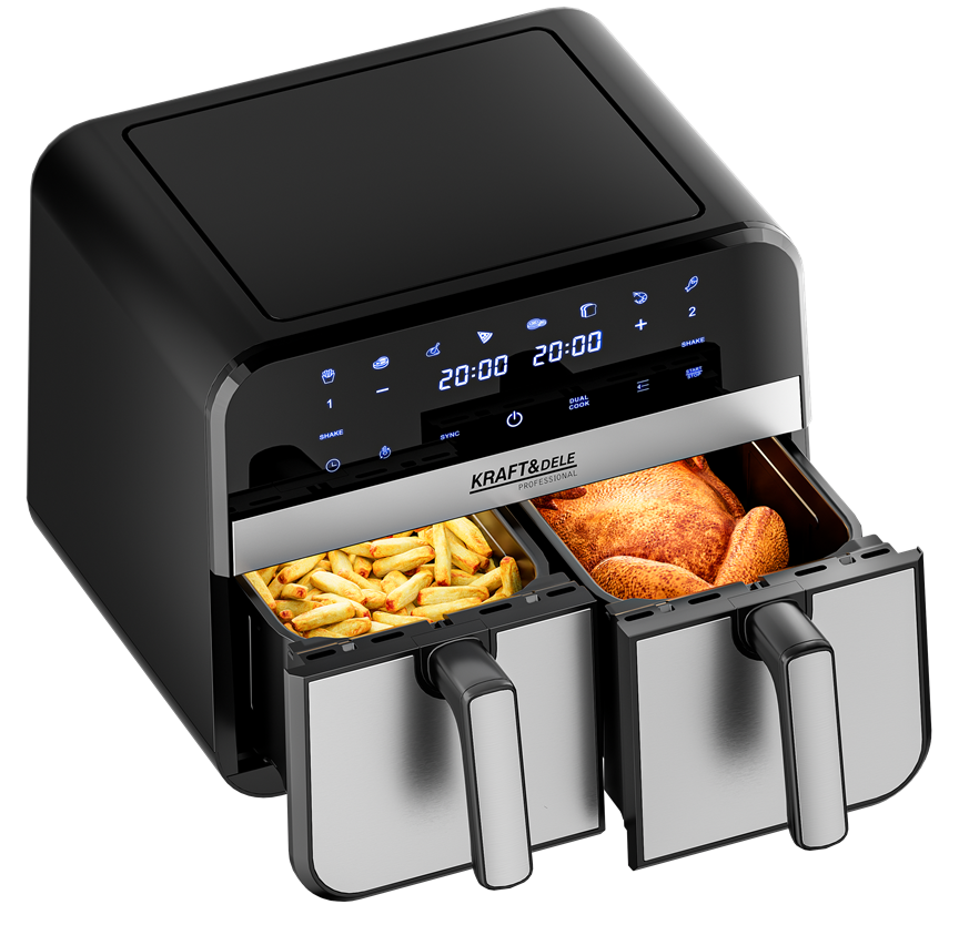 OIL-FREE AIR FRYER AIRFRYER 9L 2500W TWO CHAMBERS +LCD KD4180