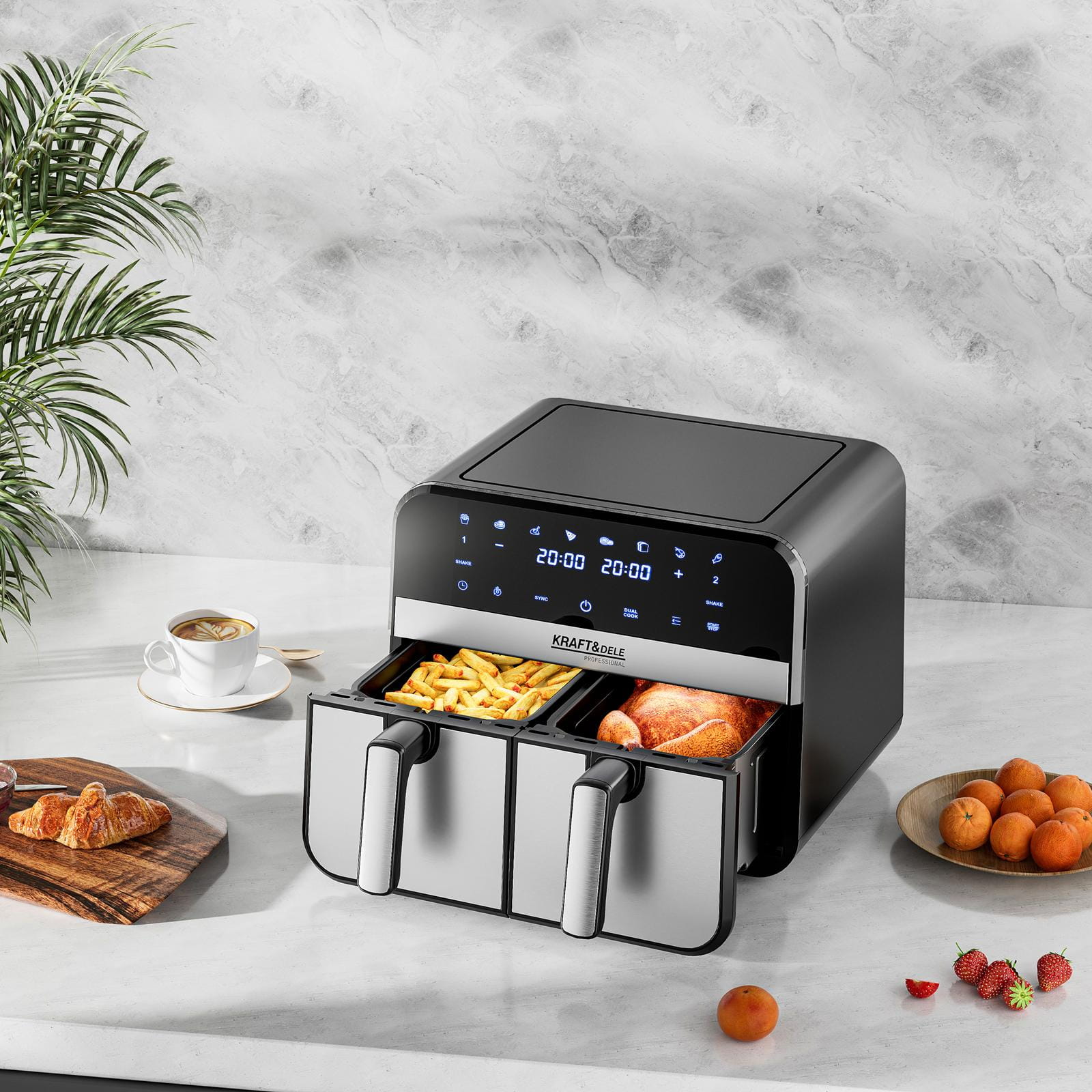 OIL-FREE AIR FRYER AIRFRYER 9L 2500W TWO CHAMBERS +LCD KD4180