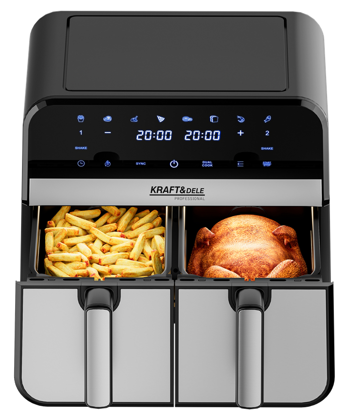 OIL-FREE AIR FRYER AIRFRYER 9L 2500W TWO CHAMBERS +LCD KD4180