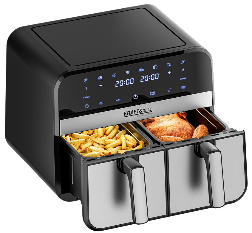 OIL-FREE AIR FRYER AIRFRYER 9L 2500W TWO CHAMBERS +LCD KD4180