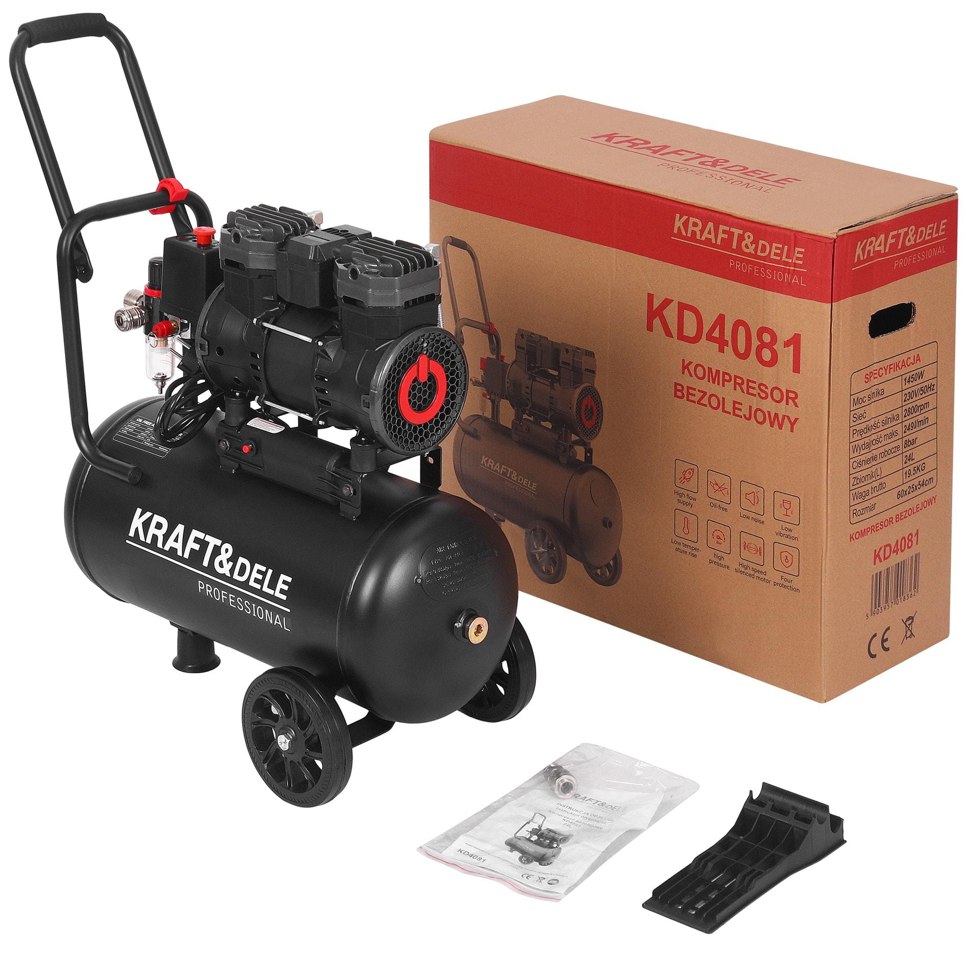 Õlivaba kompressor 24L 1450W KD4081
