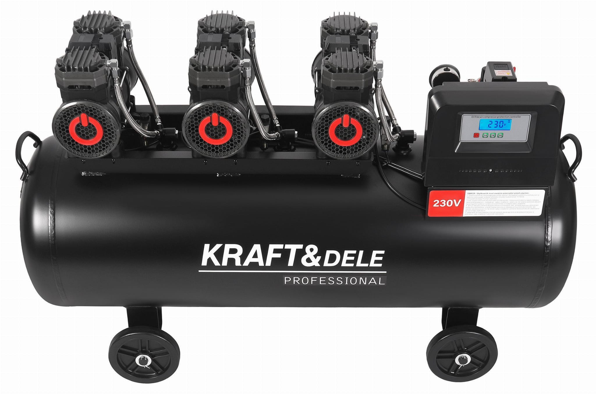 Oil-free compressor 200L 3x2200W + separator and glycerin-filled pressure gauge KD4084