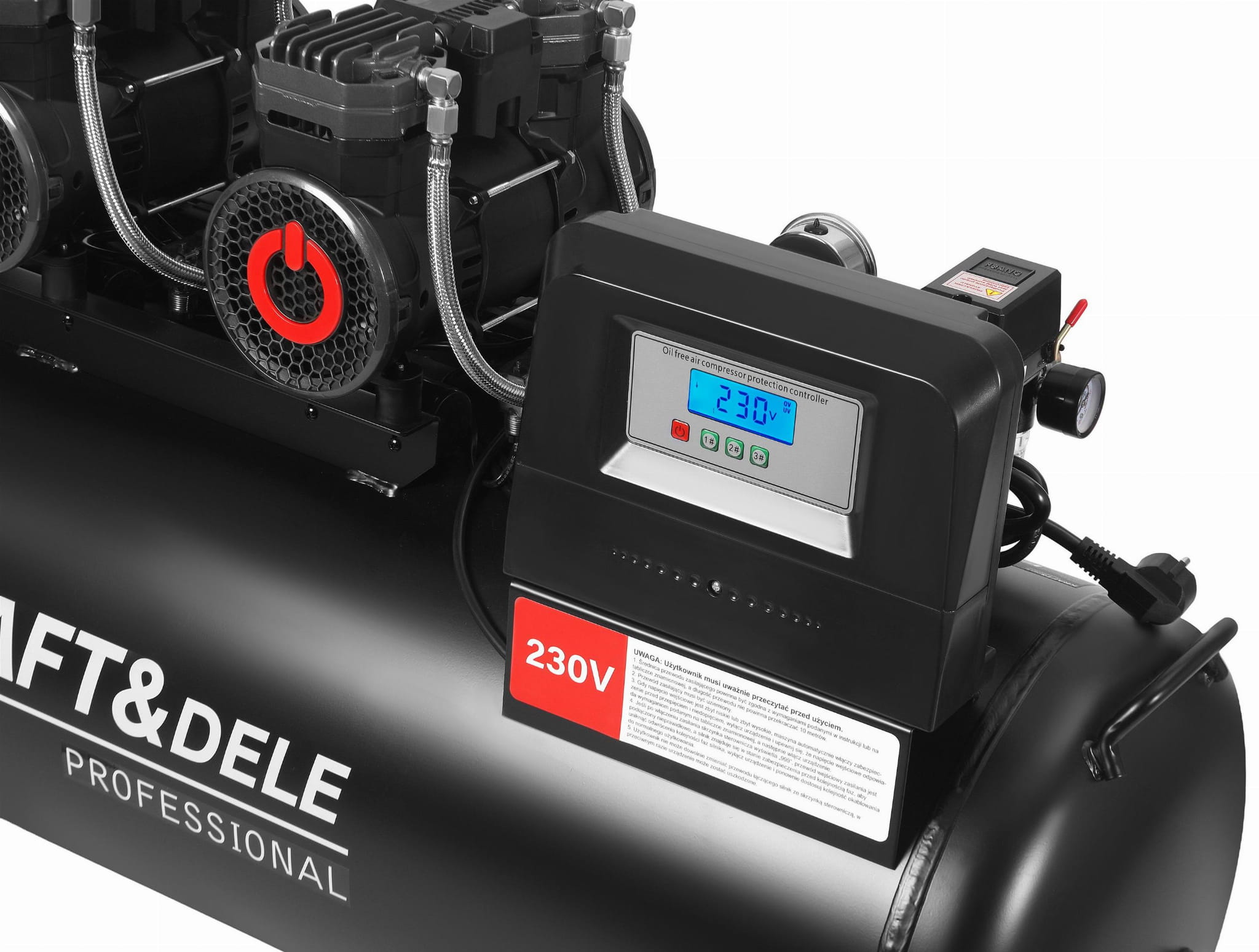 Oil-free compressor 200L 3x2200W + separator and glycerin-filled pressure gauge KD4084