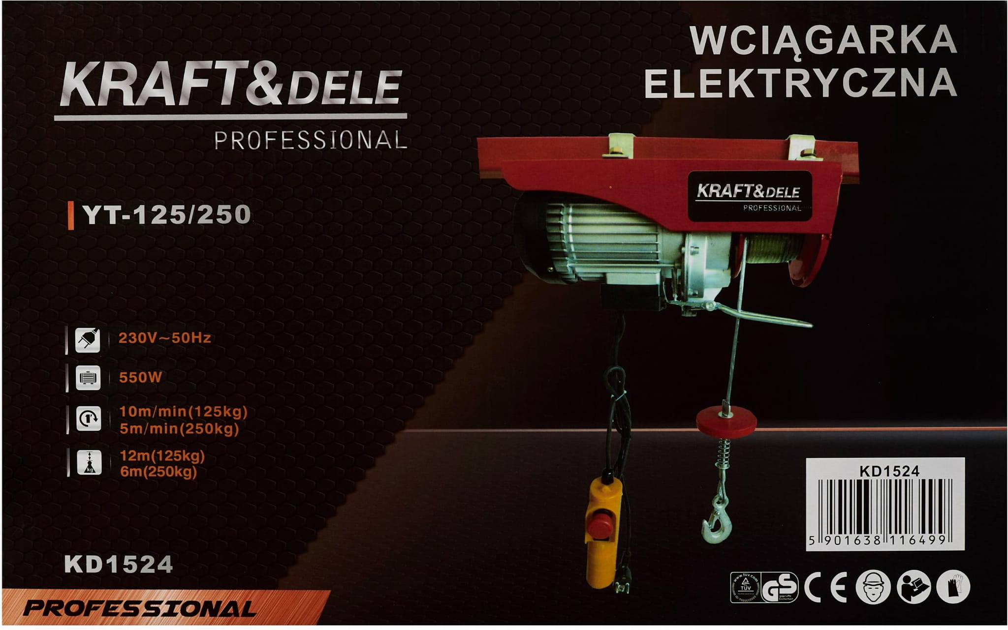 Electric cable winch 250kg KD1524