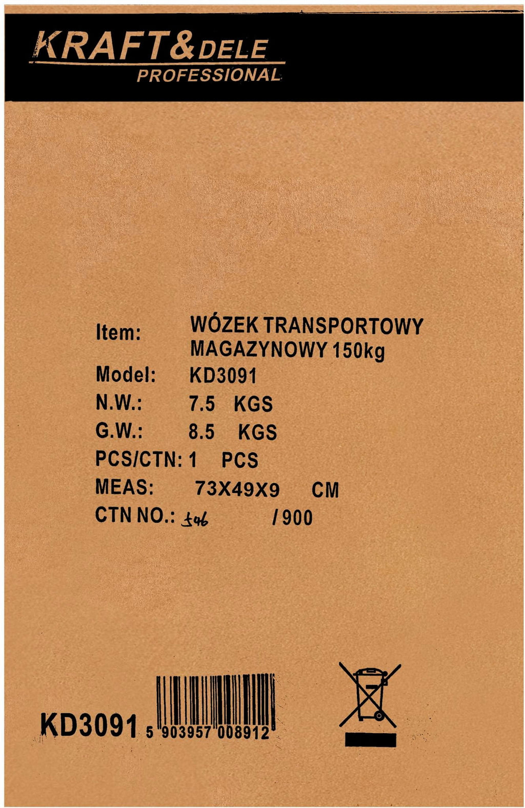Platform transport trolley warehouse 150kg KD3091 (C12)