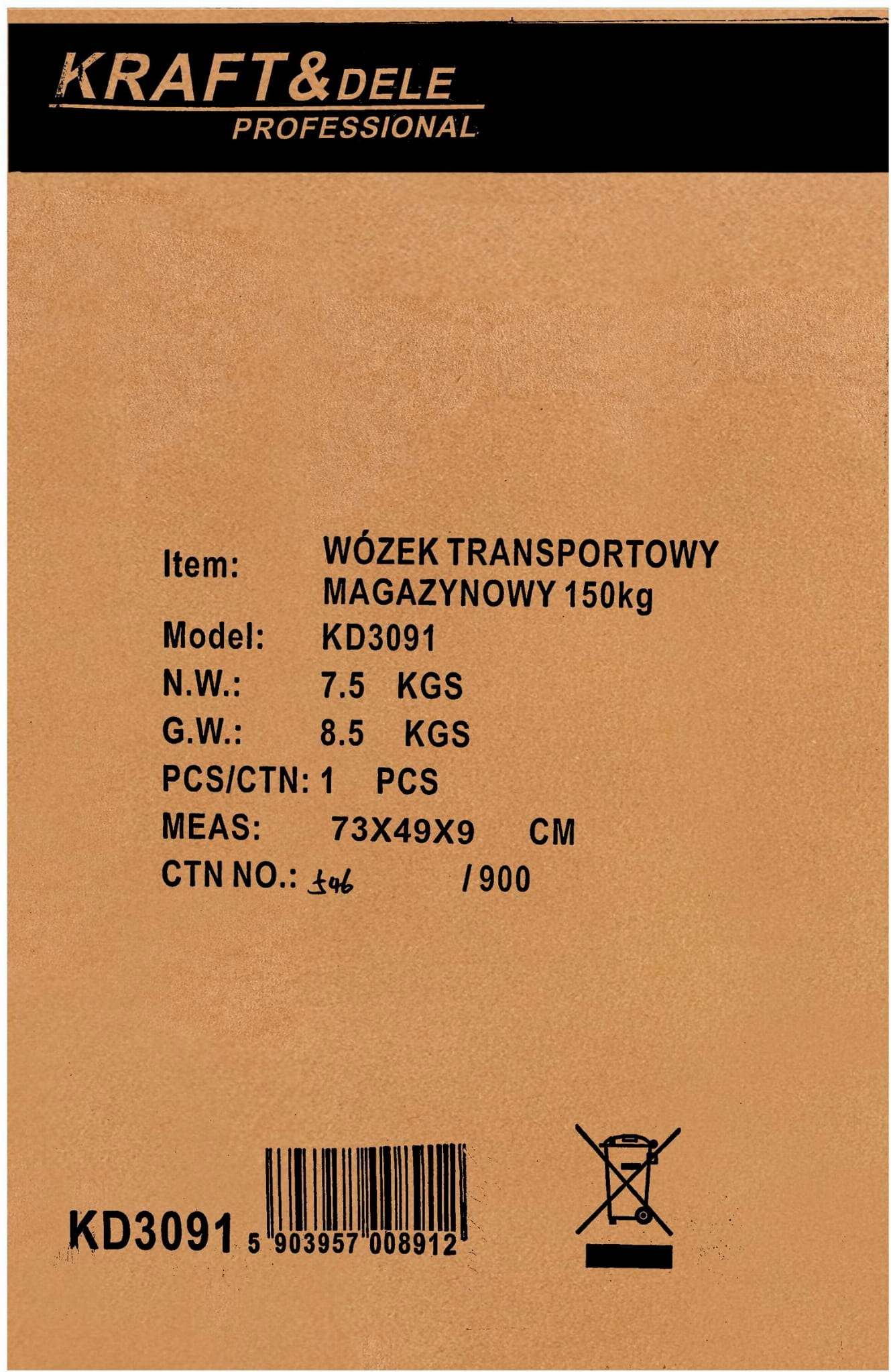 Platform transport trolley warehouse 150kg KD3091 (C12)