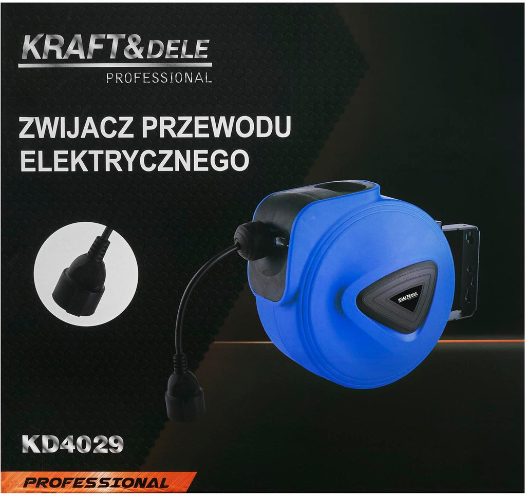 KRAFT&DELE automaatse tagasikerimisega kaablirull 20 m KD4029