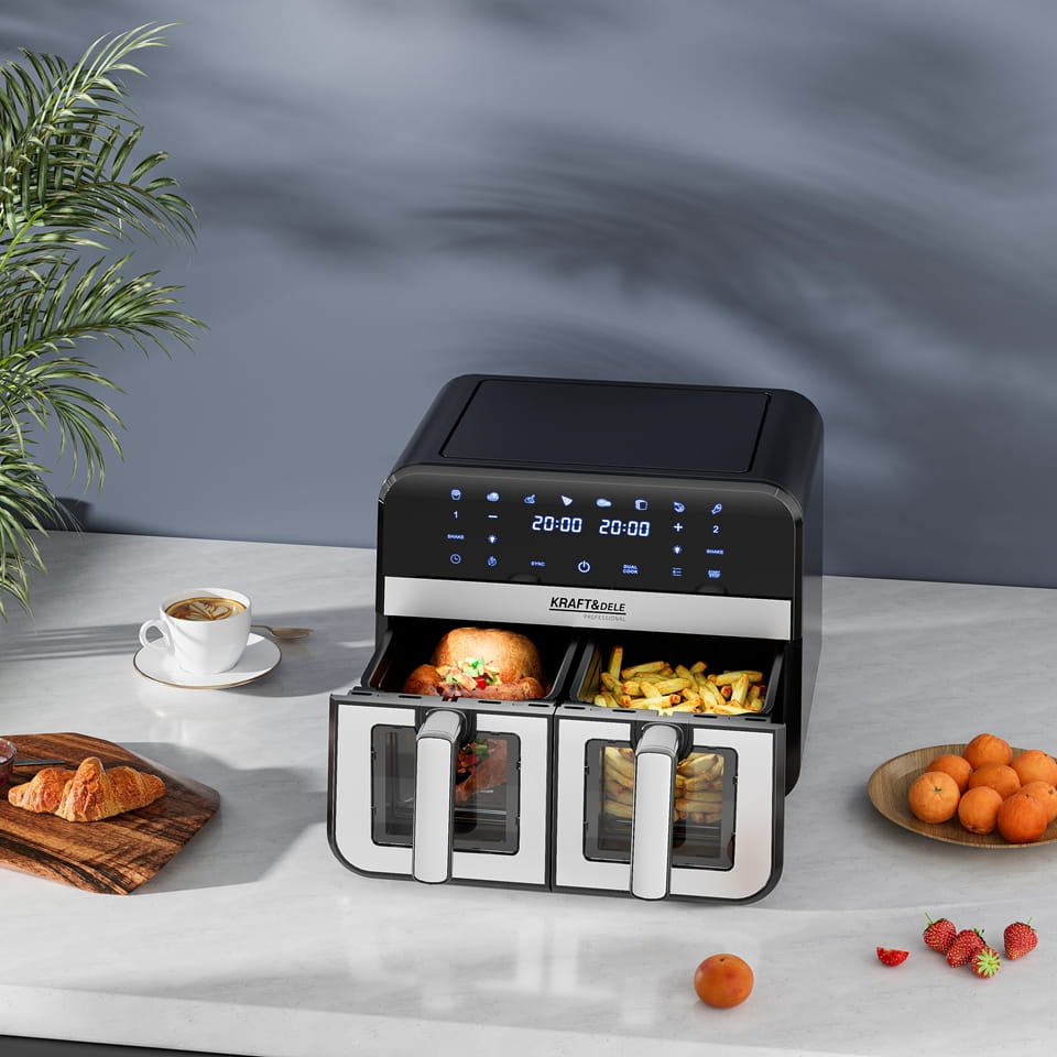 AIR FRYER 9L 2500W TWO CHAMBERS 4.5L + LCD KD4179