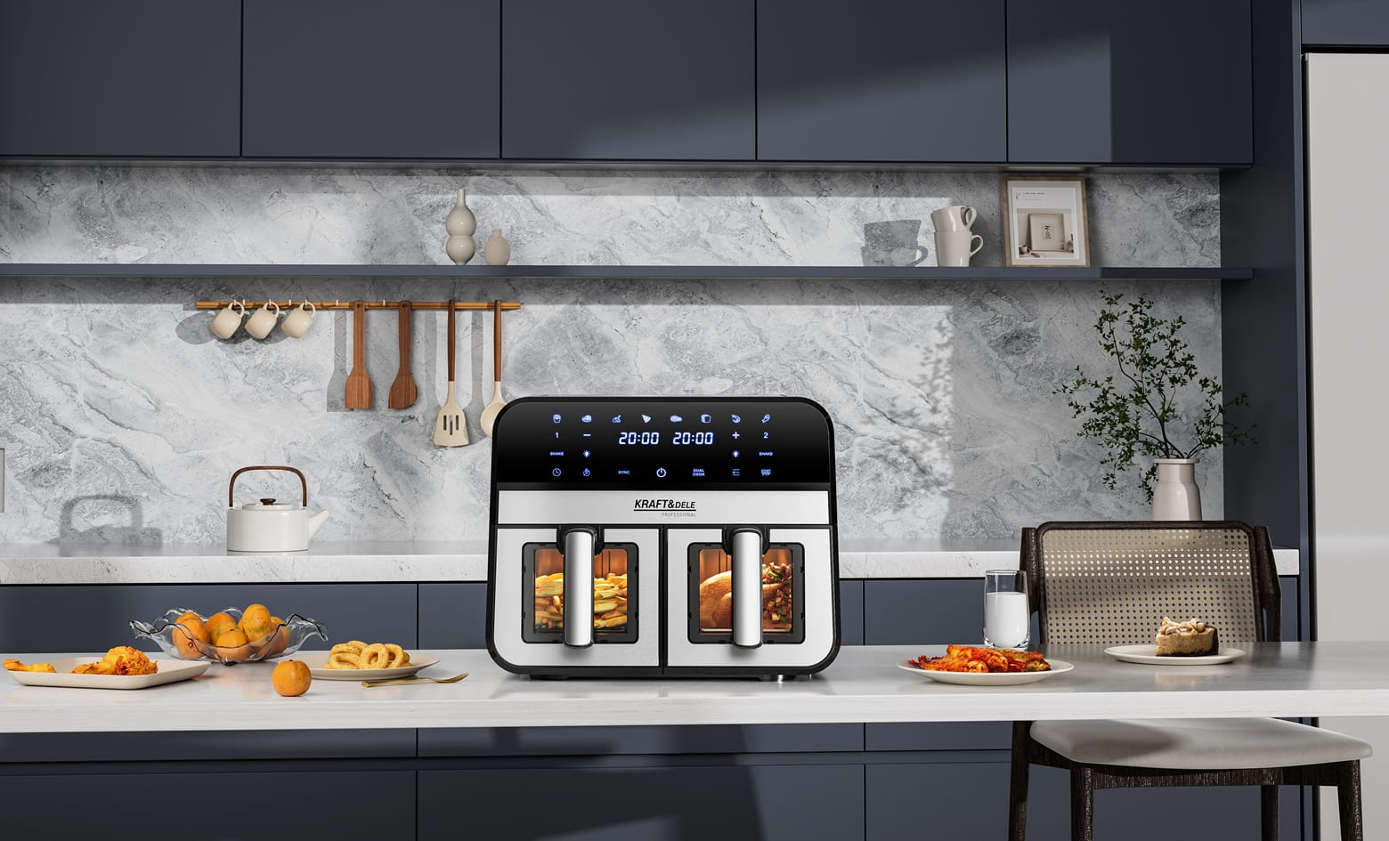 AIR FRYER 9L 2500W TWO CHAMBERS 4.5L + LCD KD4179