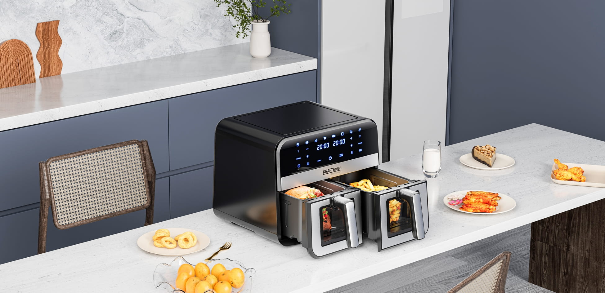 AIR FRYER 9L 2500W TWO CHAMBERS 4.5L + LCD KD4179