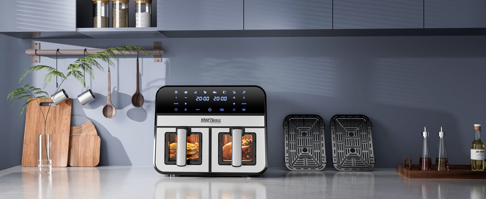 AIR FRYER 9L 2500W TWO CHAMBERS 4.5L + LCD KD4179