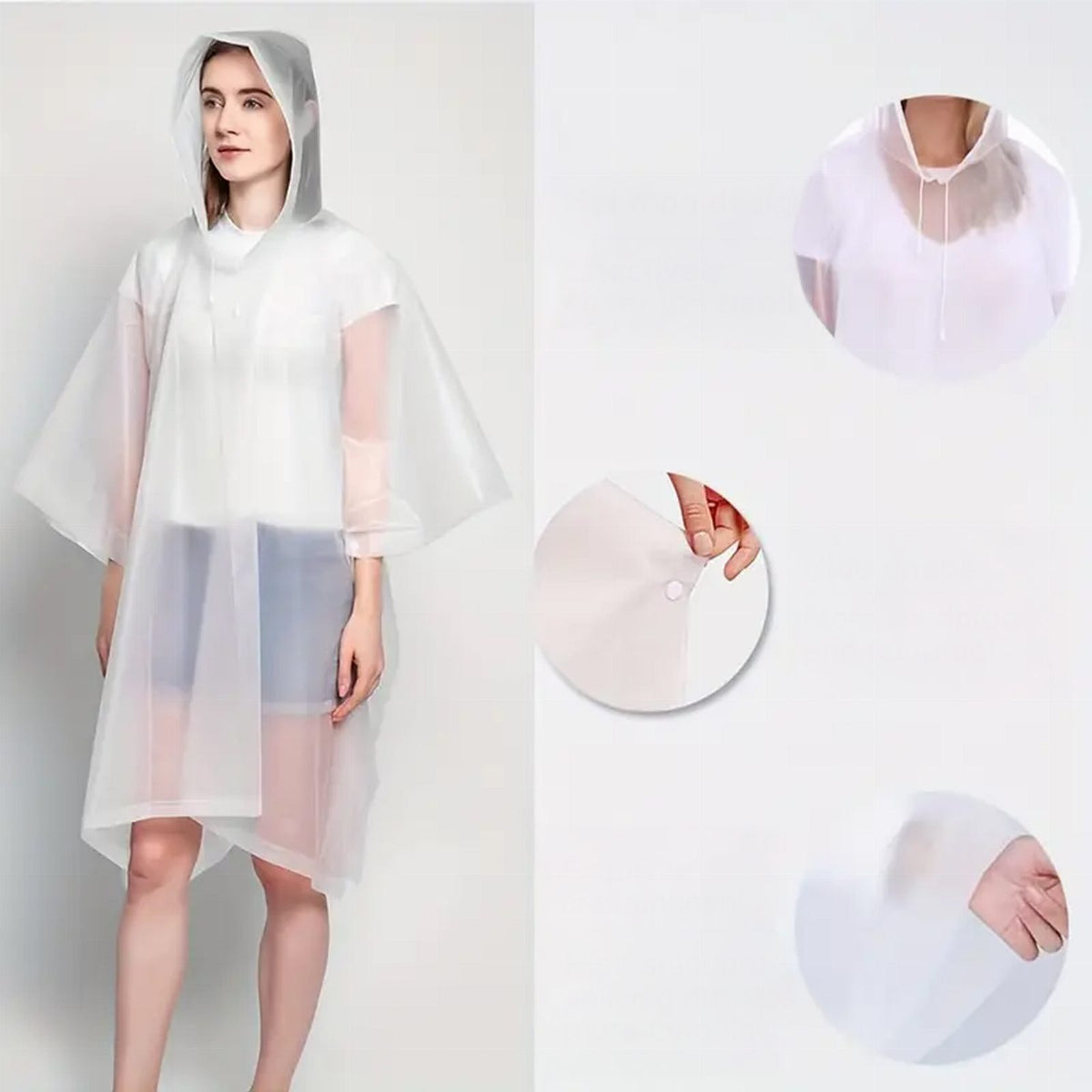 Universal Size Waterproof Rain Poncho with Hood Fish Pattern