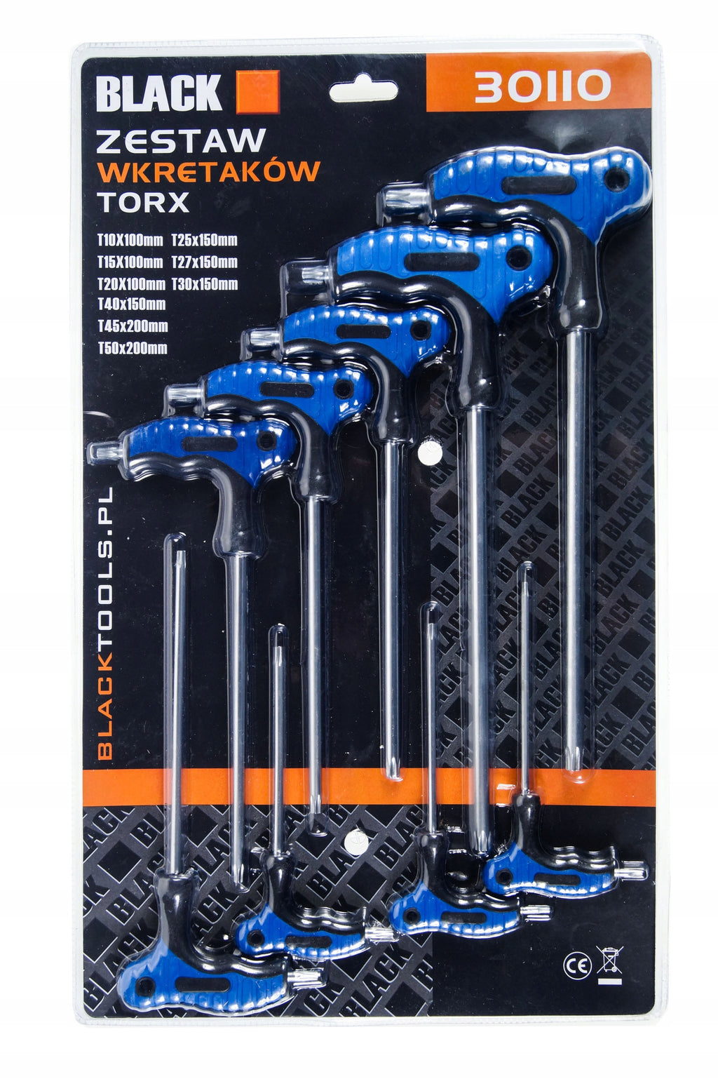 Blacktools Premium T-käepidemega Torx-võtmete komplekt 9 tk T10–T50 30110