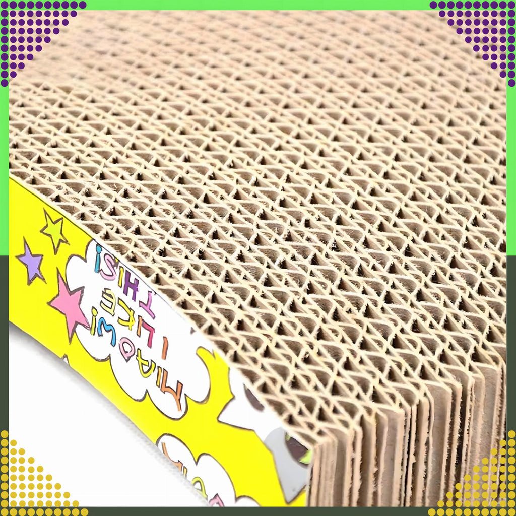 Eco-Friendly Large Cardboard Cat Scratcher with Wave Design and Catnip