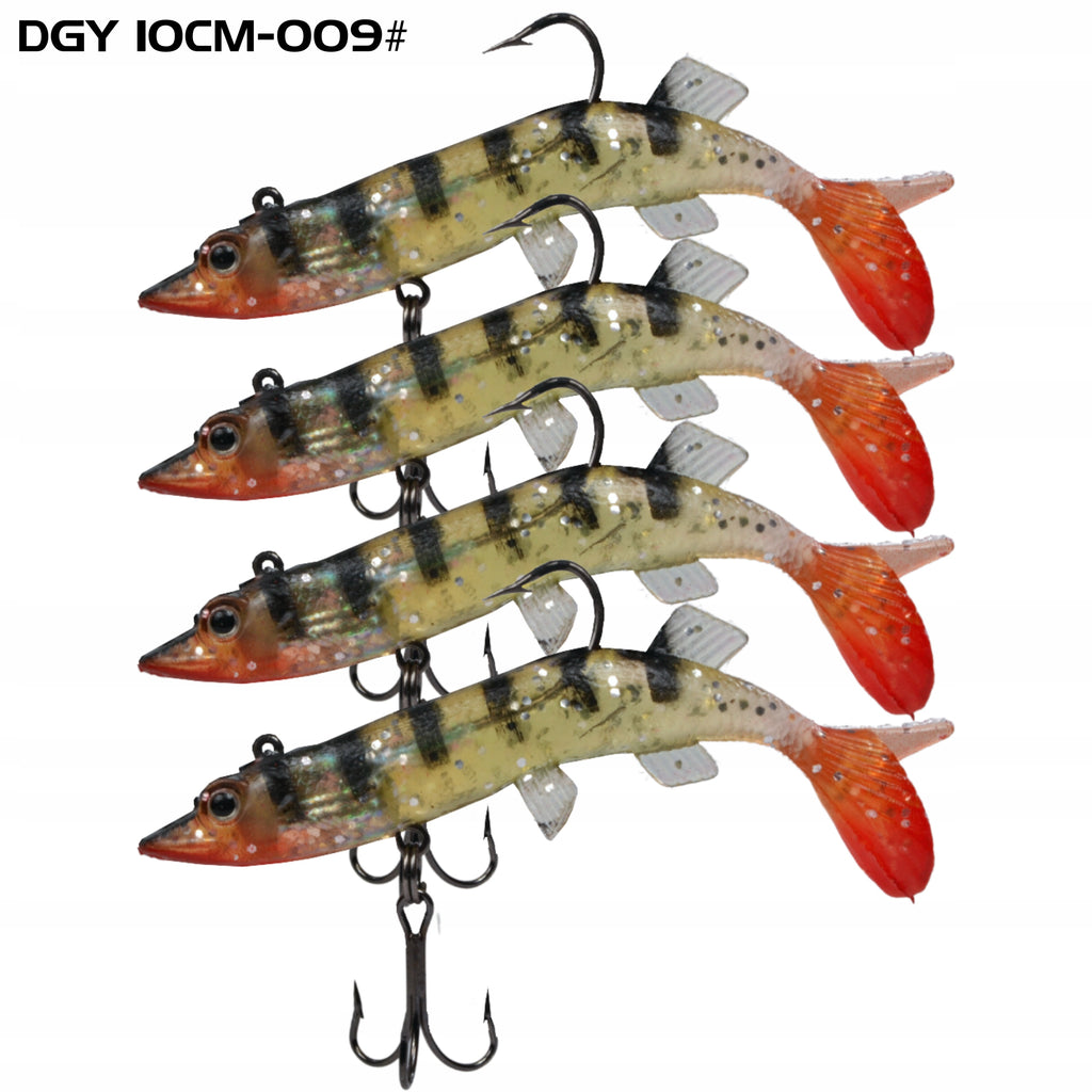 Reinforced Pike Soft Baits Set 10cm 4 Colors 16pcs