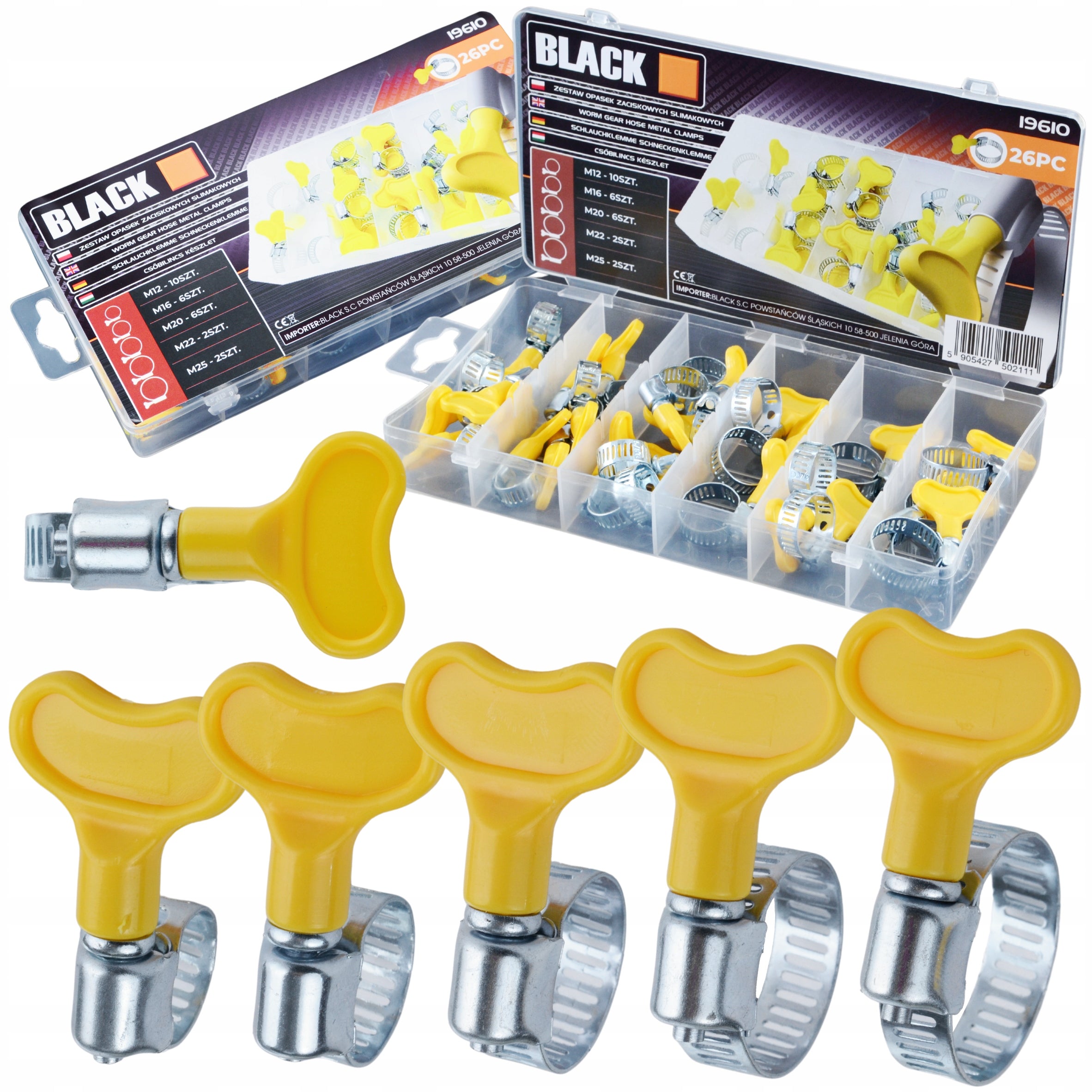 Kinnitusrihmade klambrid tsübandid koos liblikmutrite komplektiga 26 tk M12-25 Black