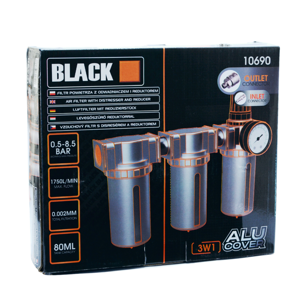 Filtri-kuivati õli eemaldaja reduktor õhueraldaja kompressorile 1/2 Black (B38)