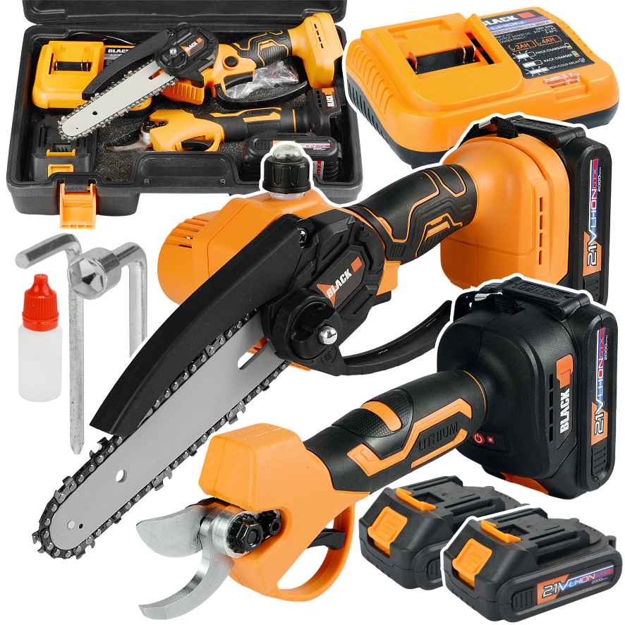 2-ühes juhtmevaba tööriistakomplekt: saag ja oksalõikur 2 x 2Ah akuga