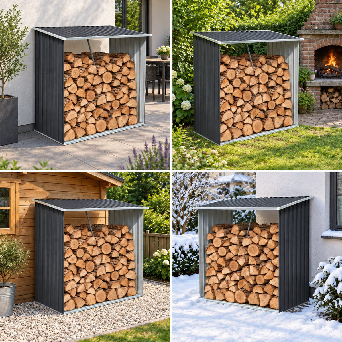 Metallist aia küttepuude hoiukuur 163 × 83 × 154 cm RC-K-2879