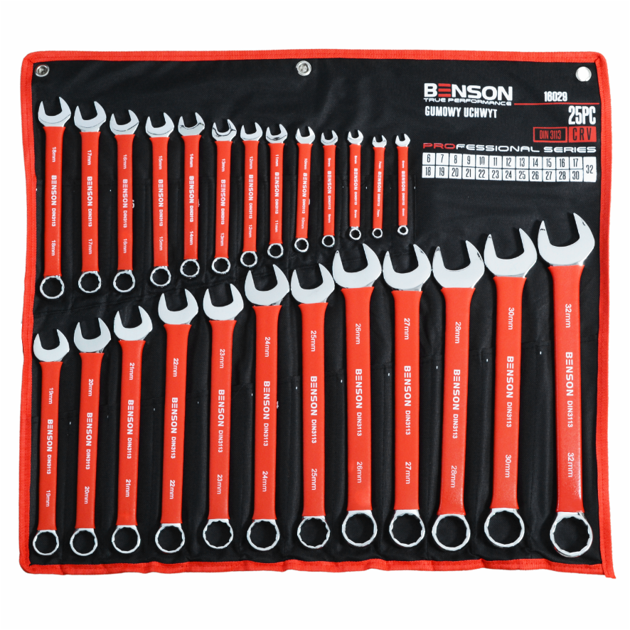 Benson by Black Large Complete Set of 25 Flat Rubber Wrenches 6-32mm
