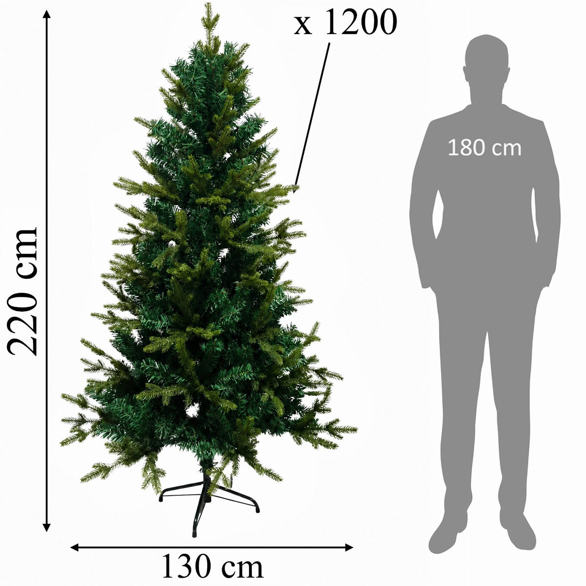 Premium kunstlik jõulukuusk 220 cm roheline alusega RC-K-2767