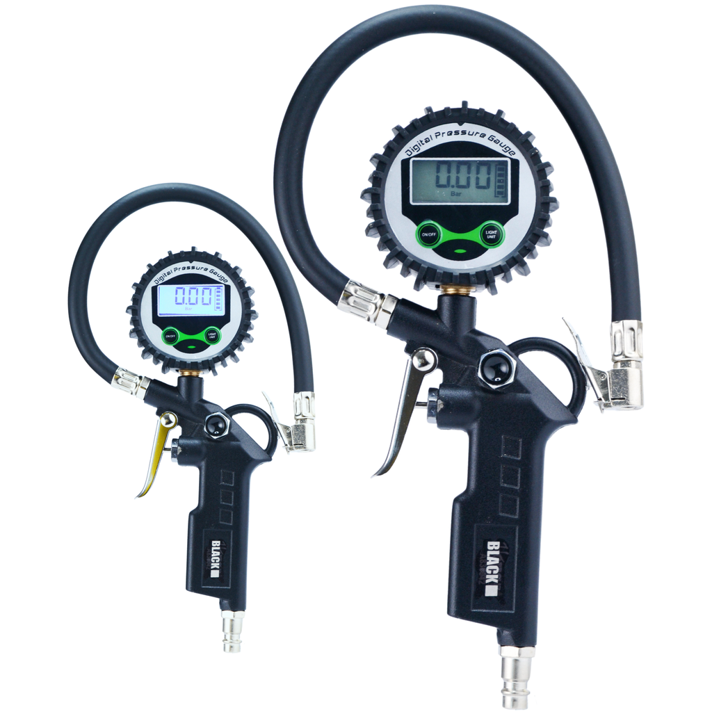 Digitaalne rehvipump 1/4" 0-15 baari voolik 45 cm Black