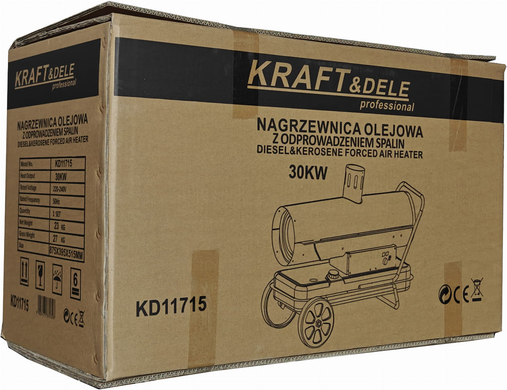OIL HEATER 30 KW / THERMOSTAT / EXHAUST GAS OUTLET KD11715