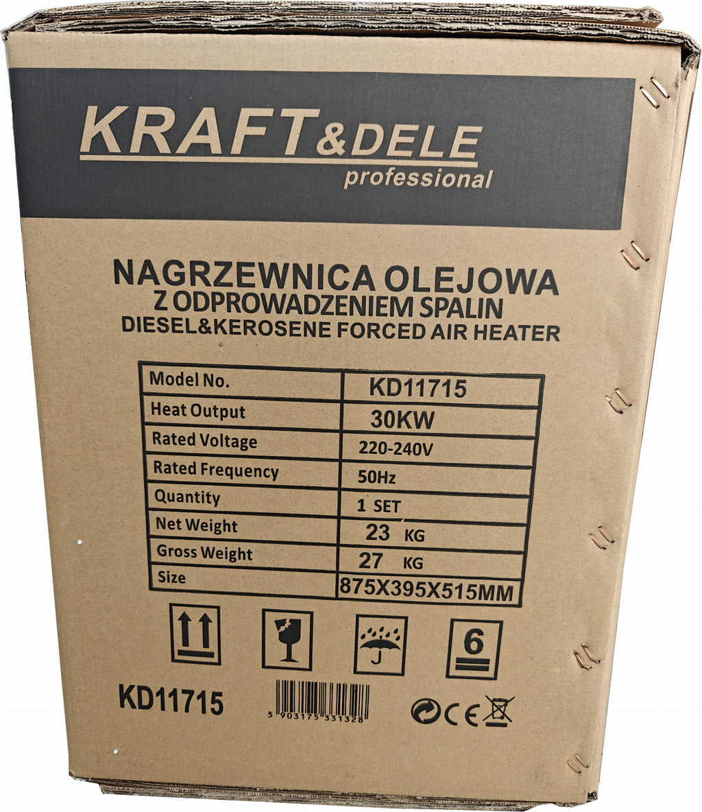 OIL HEATER 30 KW / THERMOSTAT / EXHAUST GAS OUTLET KD11715