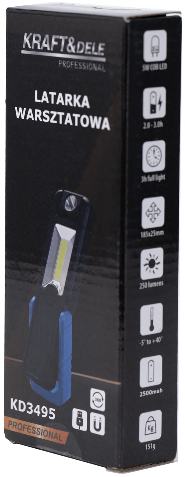 LED WORKSHOP FLASHLIGHT 250LM 2500mAh KD3495