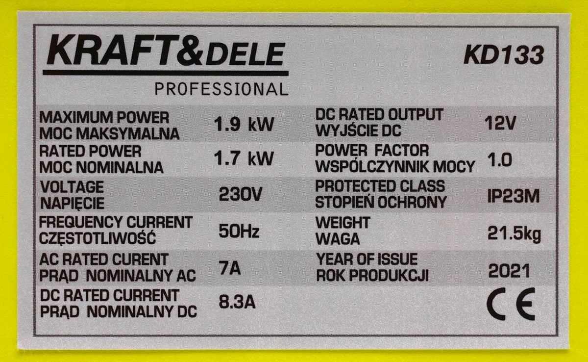 KRAFT&DELE invertergeneraator 1,9 kW KD133