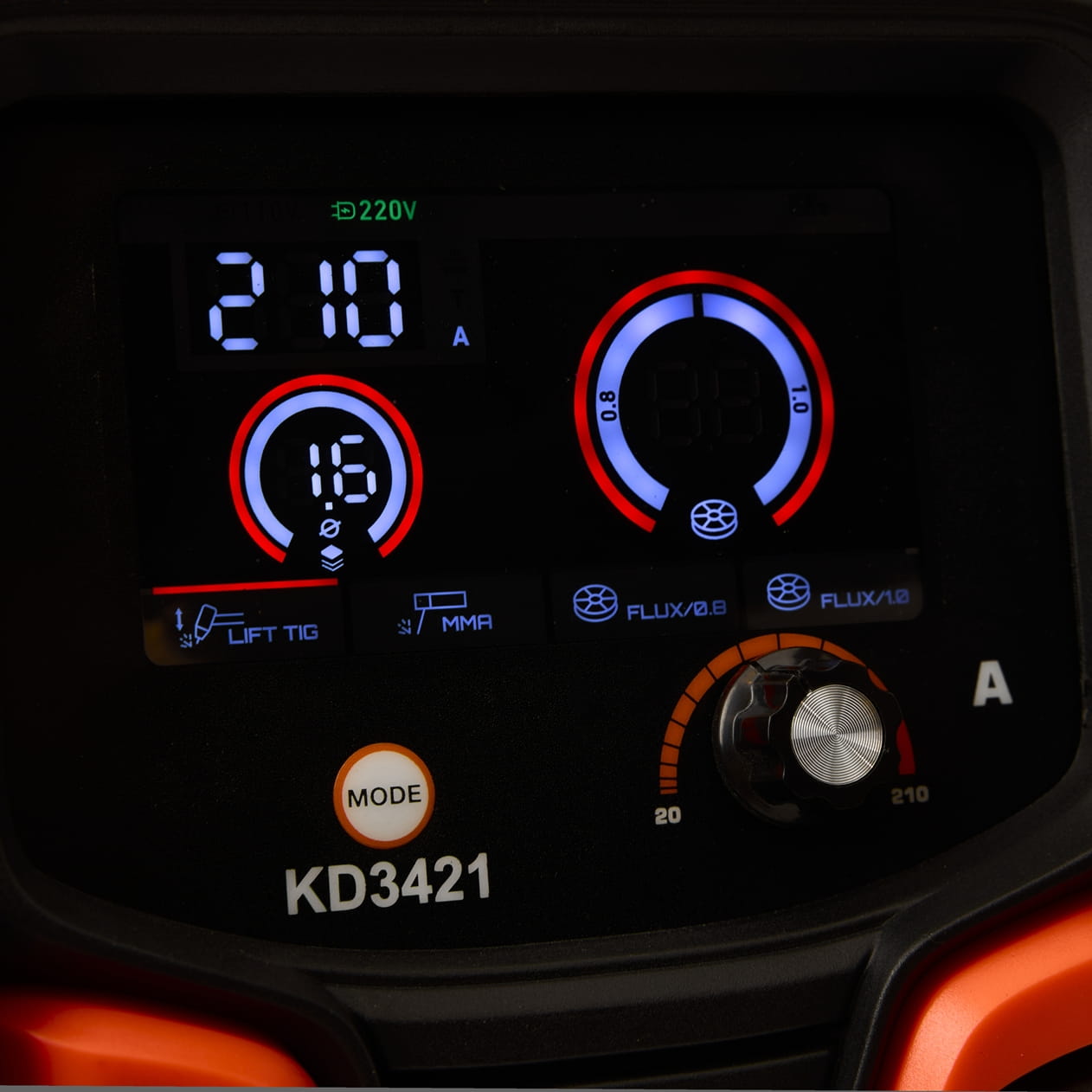 Inverter welder 220A MIG FLUX / TIG LIFT / MMA KD3421