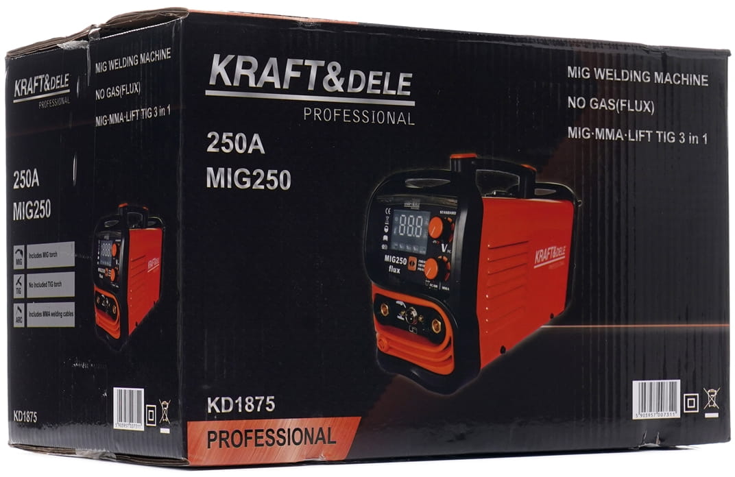 250A keevitusaparaat - MIG / MMA / LIFT TIG 3in1 KD1875 (D19)
