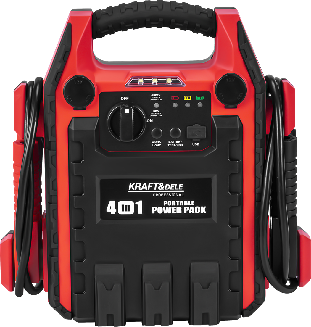 Käivitusseade 4in1 1200/600A 22Ah 12V + valgustus + kompressor KD5346