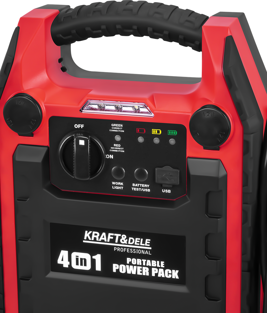 Käivitusseade 4in1 1200/600A 22Ah 12V + valgustus + kompressor KD5346