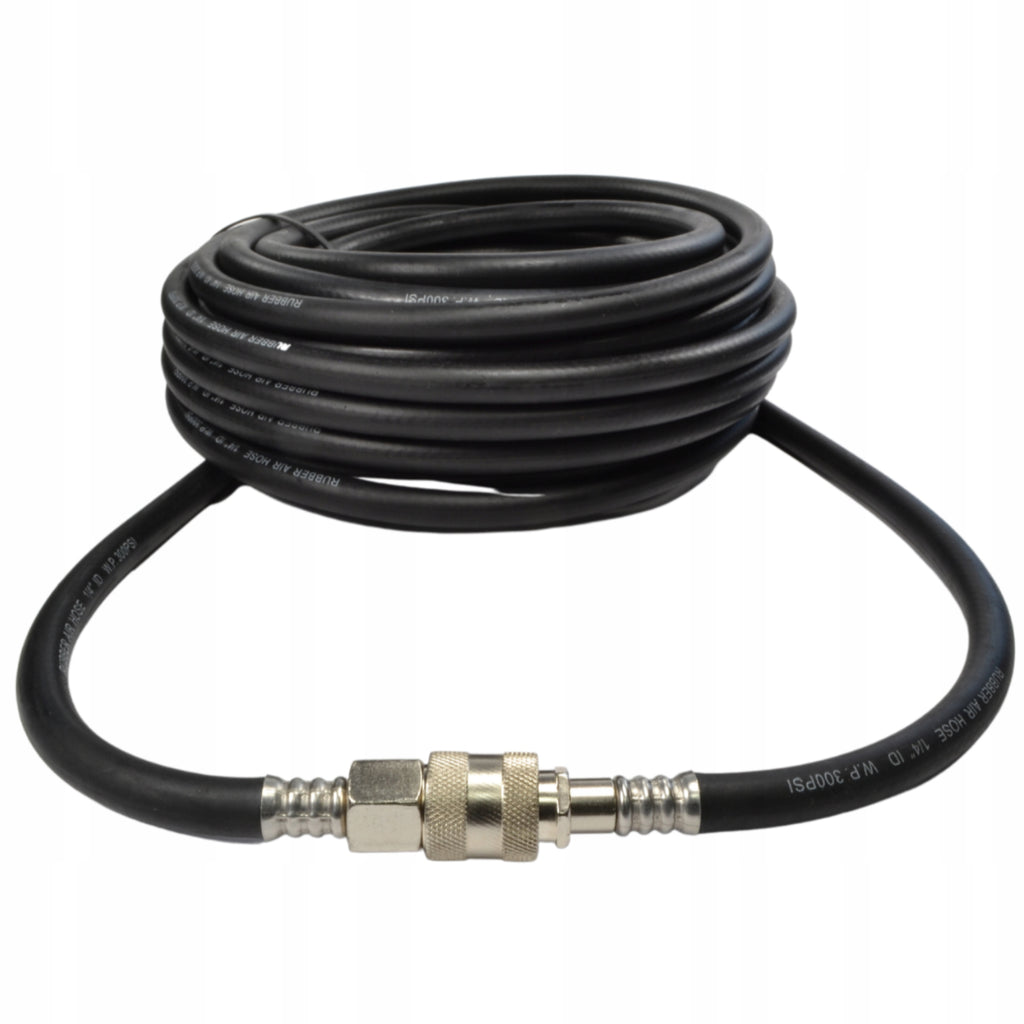 Black 10M 1/4" Rubber Hose Crimped Pneumatic Pipe for Compressor