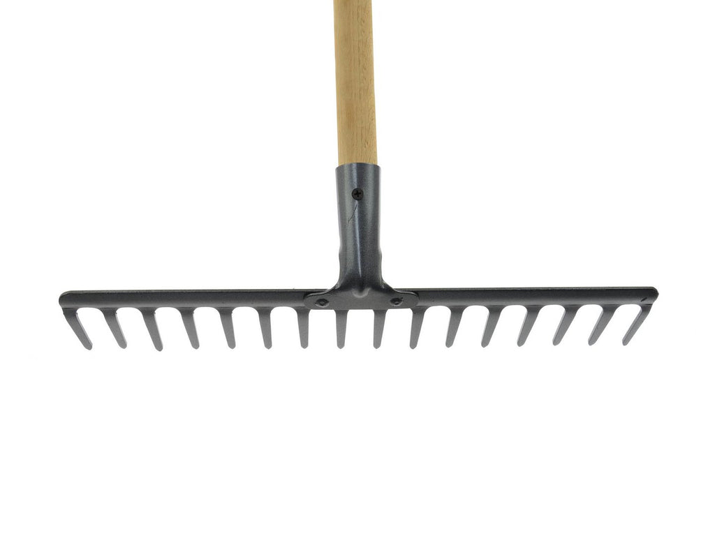 16-tine rake with wood handle