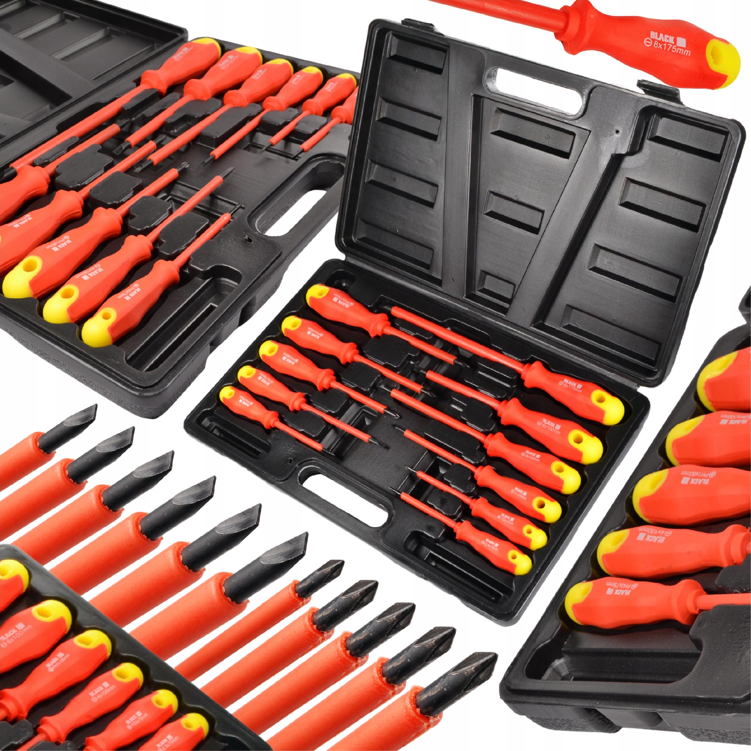 Set of 11 Insulated Screwdrivers for Electricians with Case