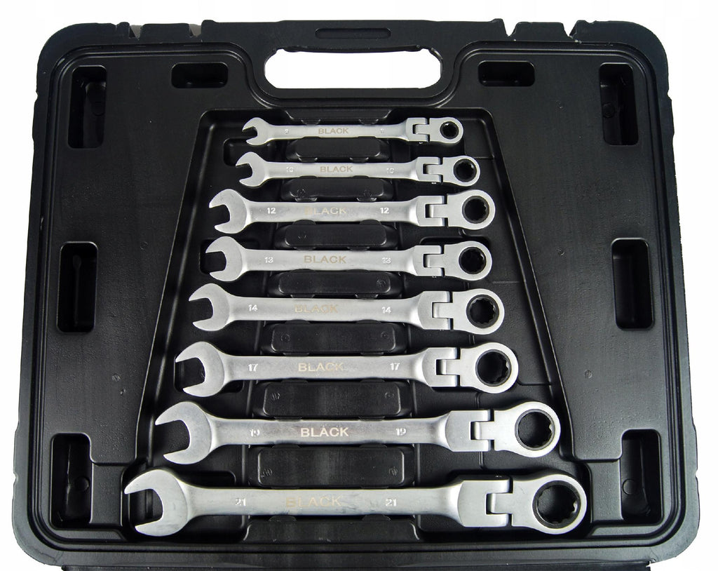 Set of 13 Combination Ratchet Wrenches 8-32mm Black