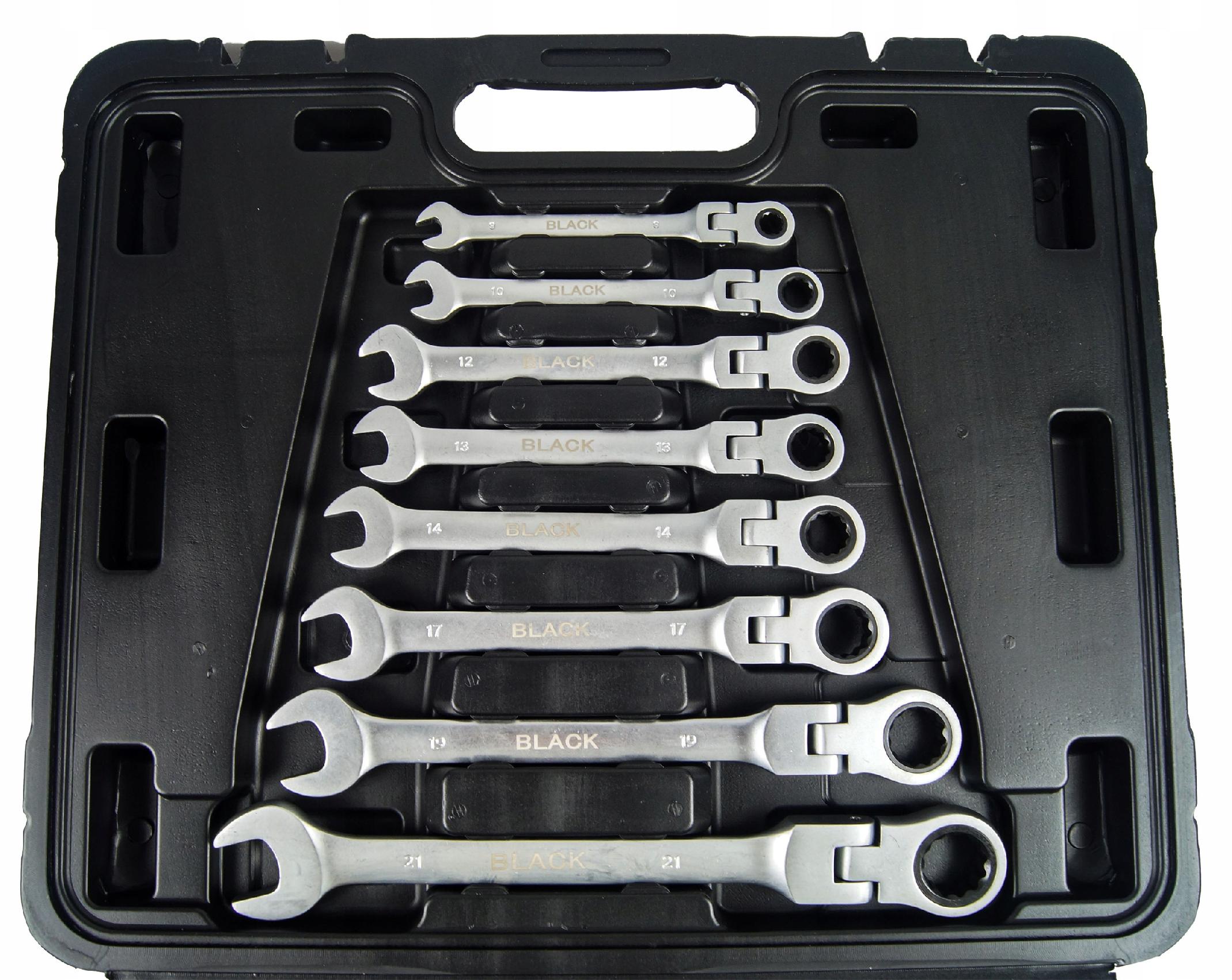 Set of 13 Combination Ratchet Wrenches 8-32mm Black