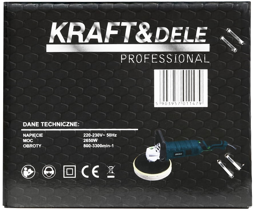 Electric polisher 2650W 180mm 800-3300 rpm XXL set KD3079 (D30)