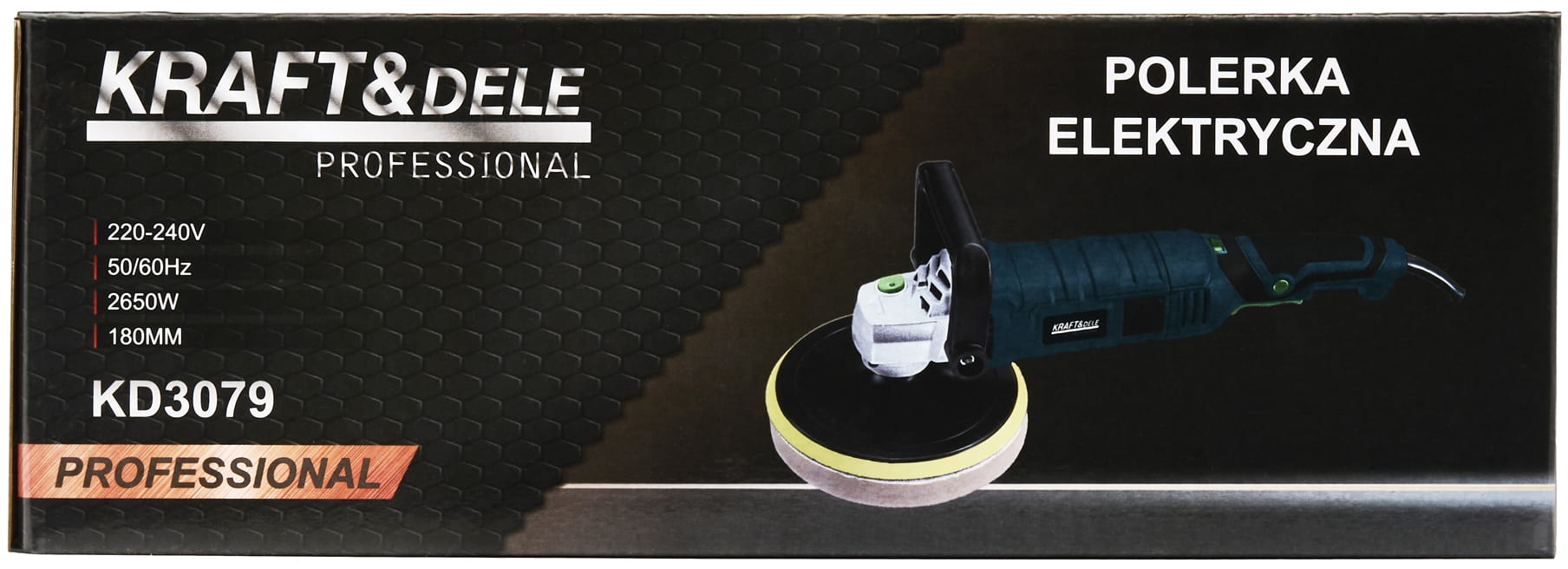 Electric polisher 2650W 180mm 800-3300 rpm XXL set KD3079 (D30)