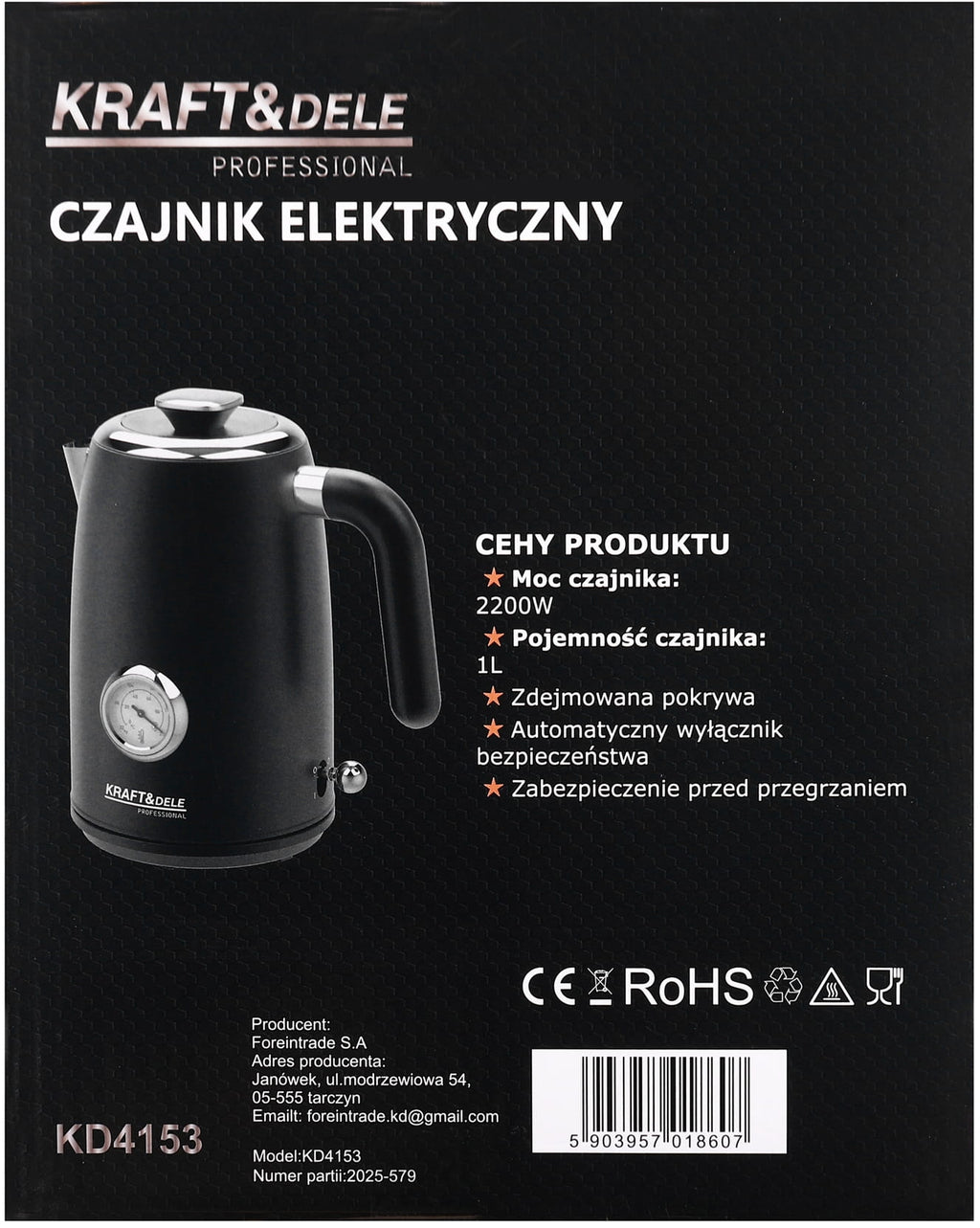 Elektriline veekeetja 2200W 1L KD4153