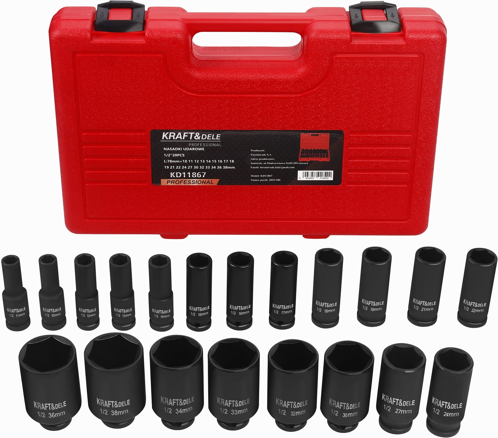 1/2" löökpadrunite komplekt 20 tk KD11867