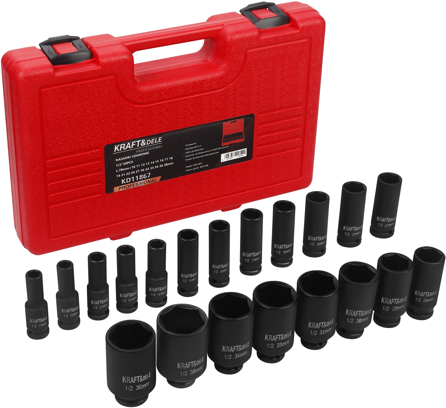 1/2" löökpadrunite komplekt 20 tk KD11867