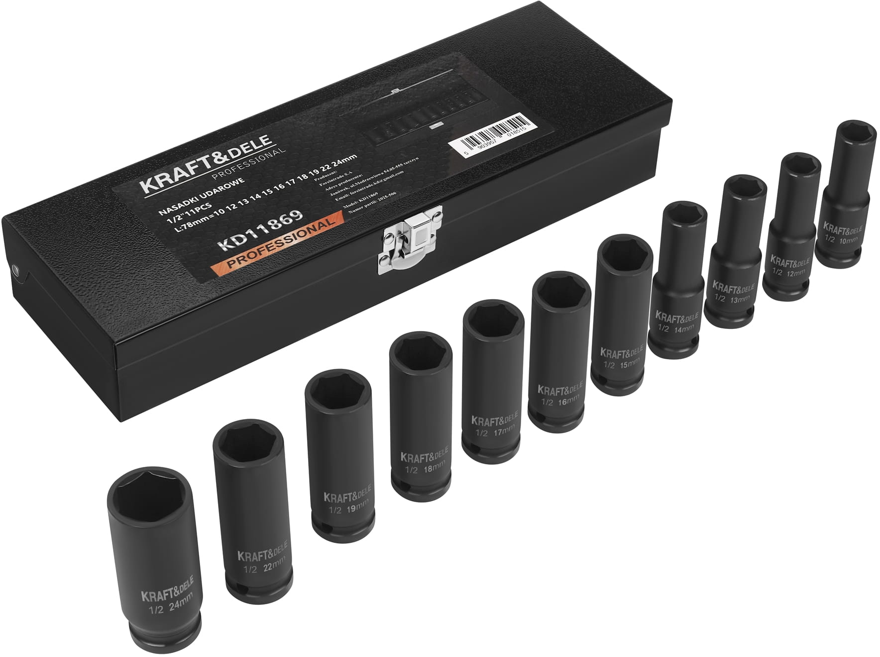 1/2" löökpadrunite komplekt 11 tk KD11869